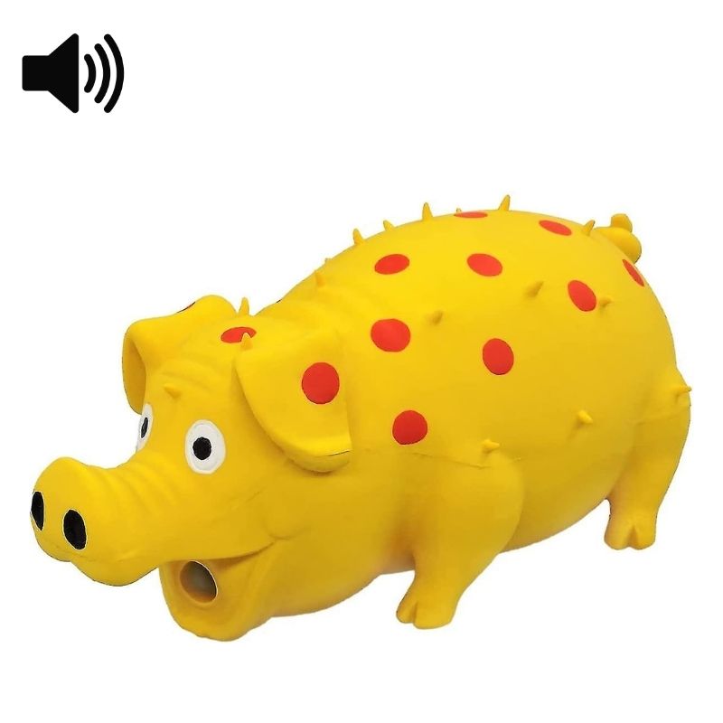 Yellow Squeaky Pig Dog Toy