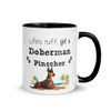 Life's ruff, get a Doberman, Black Mug