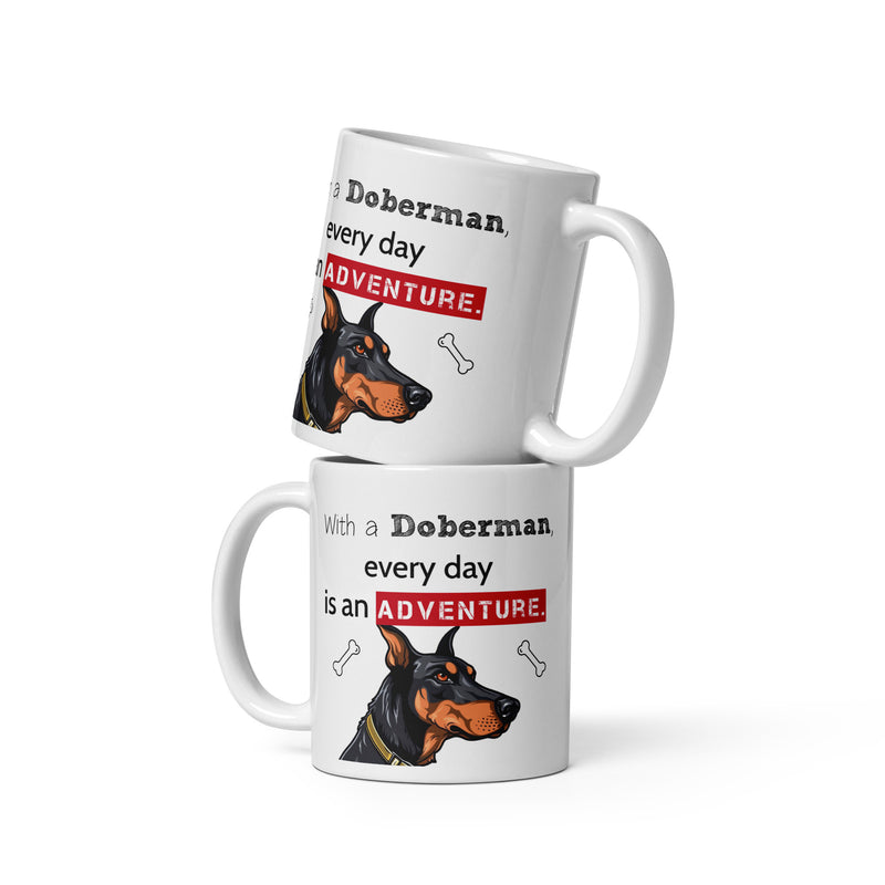 With a Doberman, every day is an adventure, Coffee Mug
