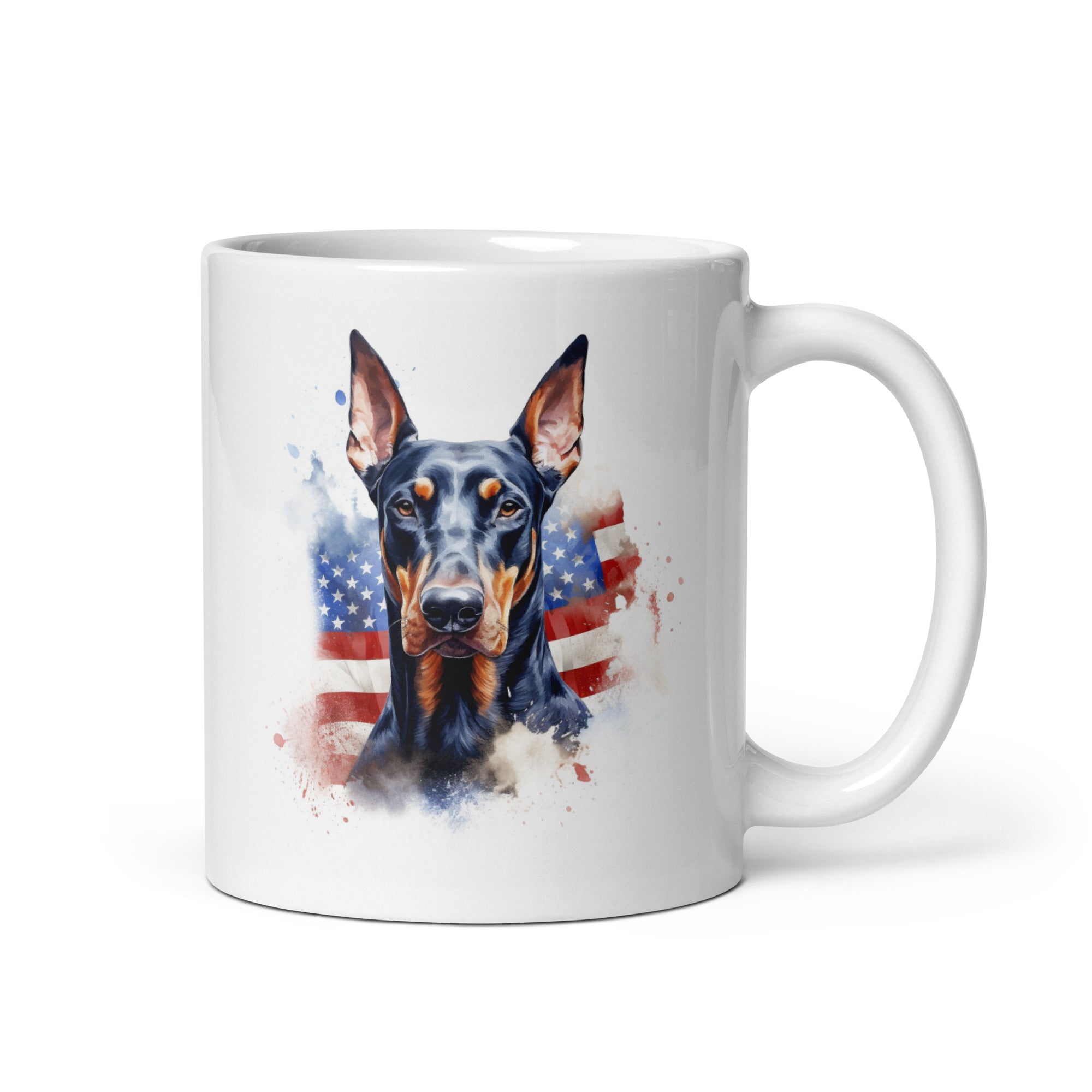 American Flag Doberman Coffee Mug