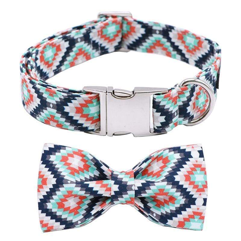 Blue Illusion Bow Tie Dog Collar