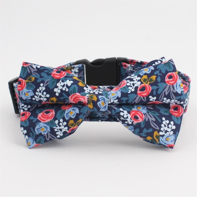 Blue Landscape Bow Tie Dog Collar