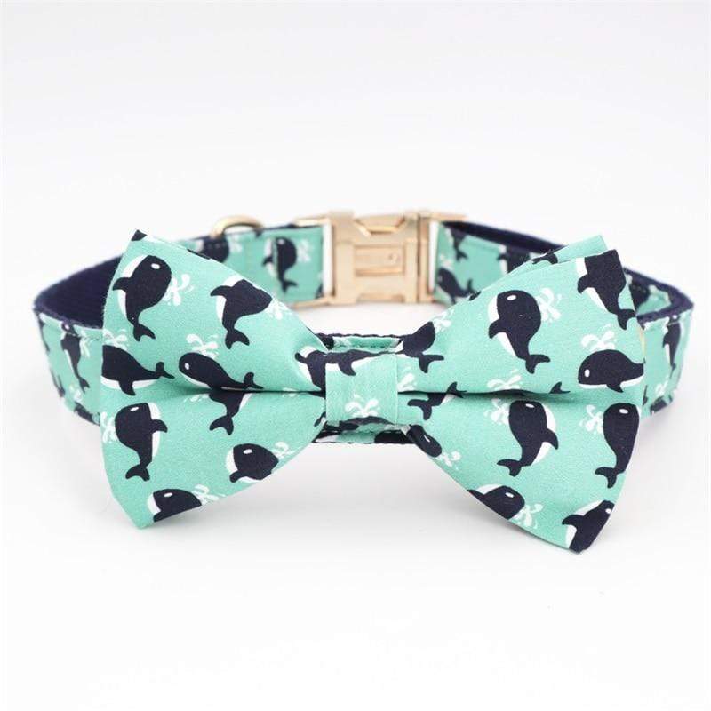 Blue Whale Bow Tie Dog Collar