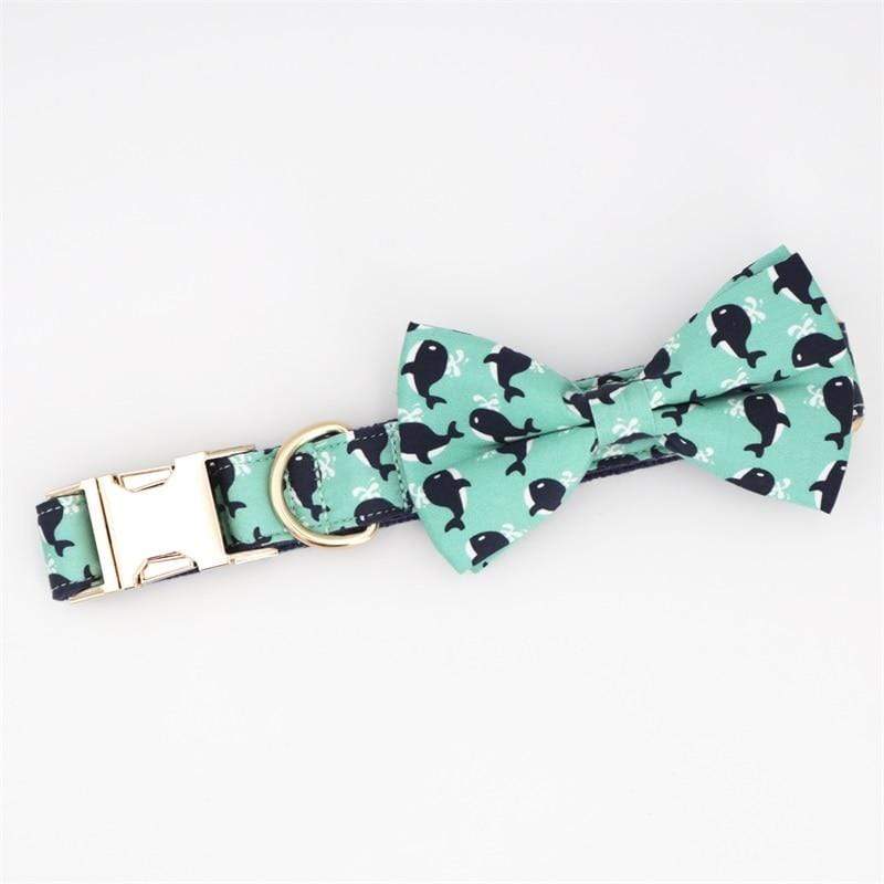 Blue Whale Bow Tie Dog Collar