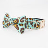 Blue Leopard Bow Tie Dog Collar