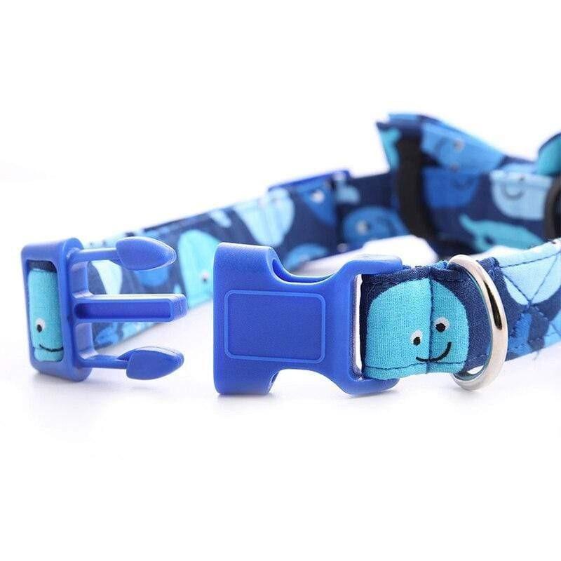 Blue Emoticon Bow Tie Dog Collar