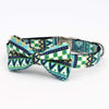 Green Geometric Bow Tie Dog Collar