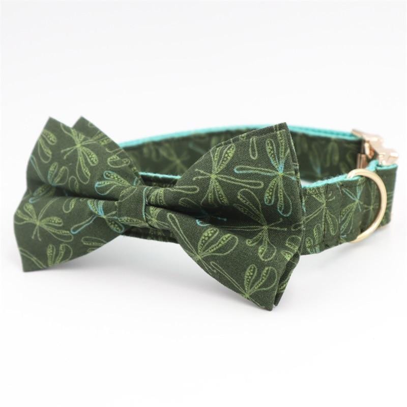 Green Dragonfly Bow Tie Dog Collar