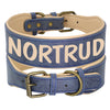 Blue Tooled Leather Dog Collar With Name