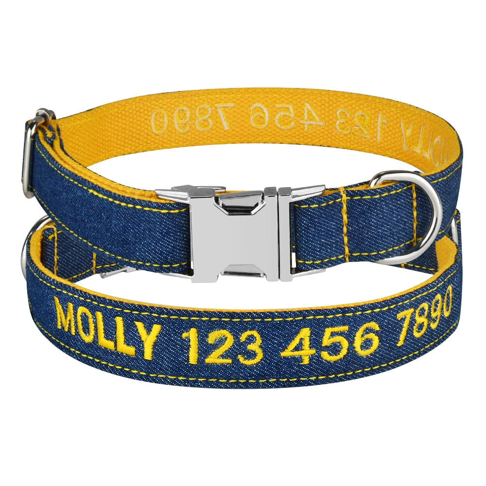 Yellow Dog Collar With Printed Name