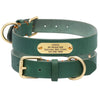 Green 1.25 Wide Leather Dog Collar With Name Plate