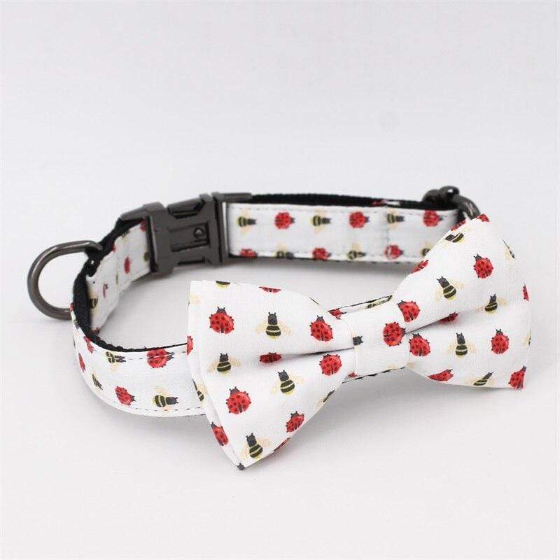 Ladybird And Bee Bow Tie Dog Collar