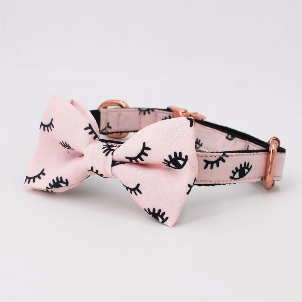 Pink Eye Bow Tie Dog Collar