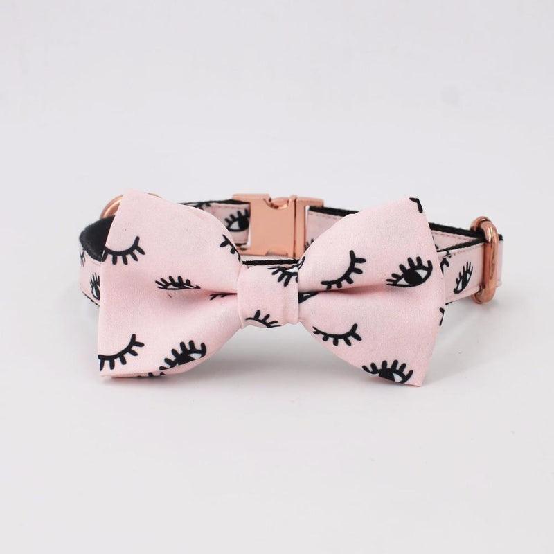 Pink Eye Bow Tie Dog Collar