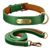 Green Leather Collar With Brass Name Plate