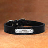 Black Leather Dog Collar With Personalized Name Plate Riveted On
