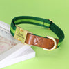 Green Nylon Dog Collar With Name Plate