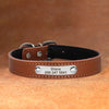 Brown Leather Dog Collar With Personalized Name Plate Riveted On