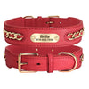 Red Leather Dog Collar With Name Plate