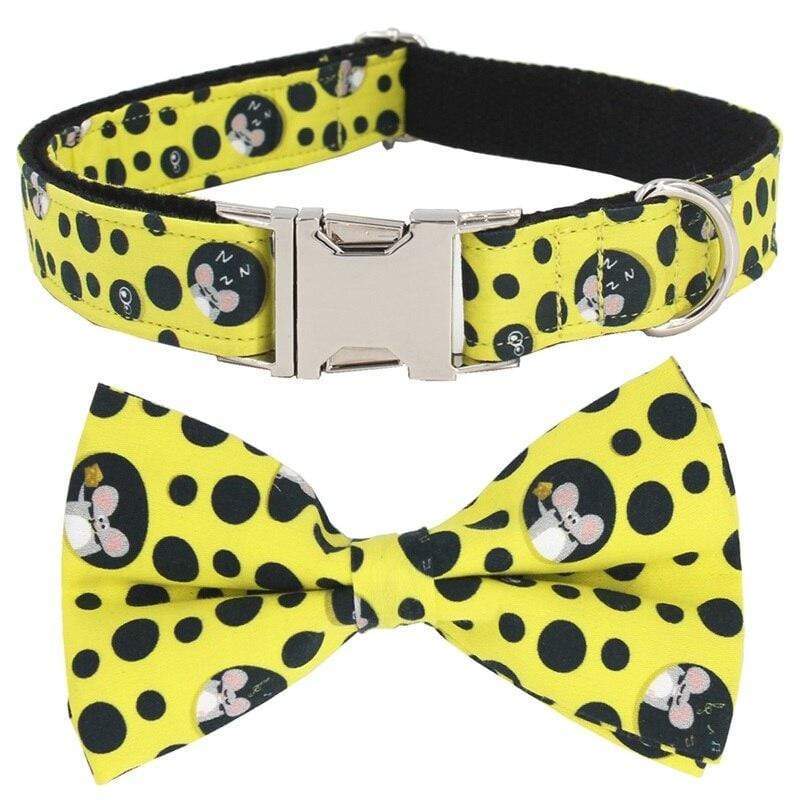 Yellow Marsupilami Bow Tie Dog Collar