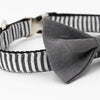 Zebra Gray Bowtie Dog Collar