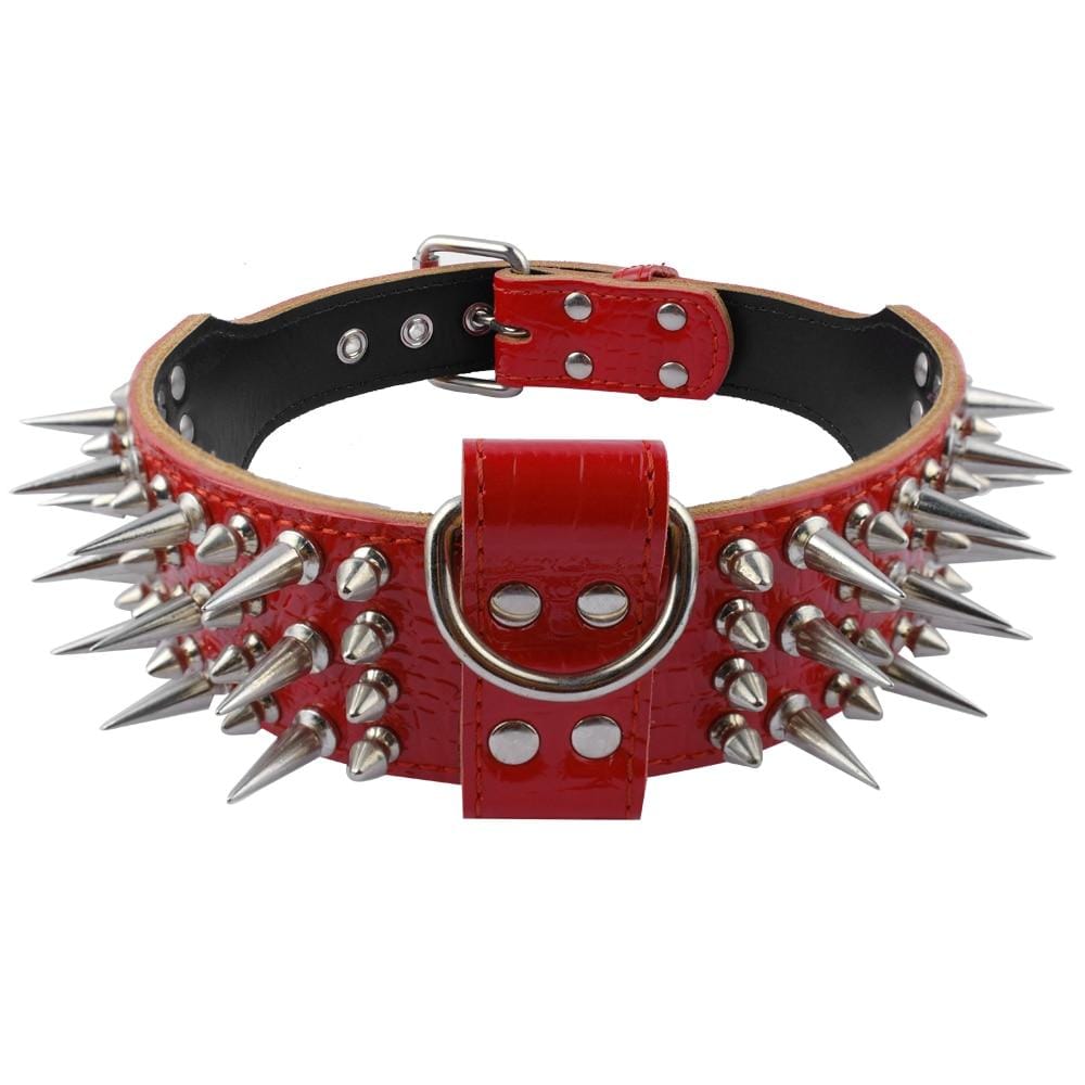 Red Spiked Dog Collar