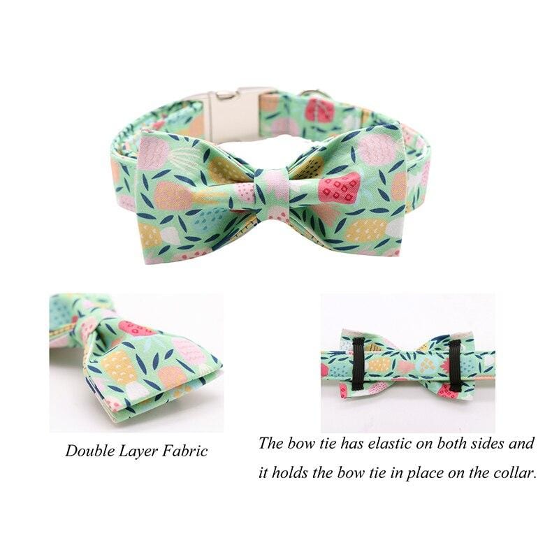 Exotic Pineapple Bow Tie Dog Collar