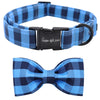 blue tartan dog bow tie