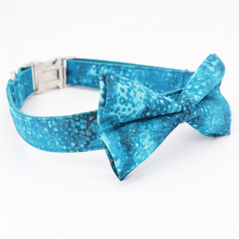 Turquoise Sea Bow Tie Dog Collar